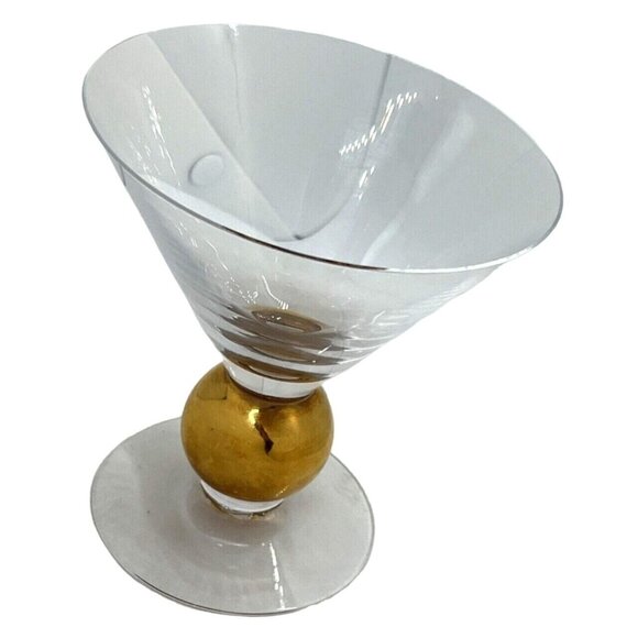 Orrefors Other - Orrefors Nobel Crystal Martini Glass Gold Ball Stem MCM Signed